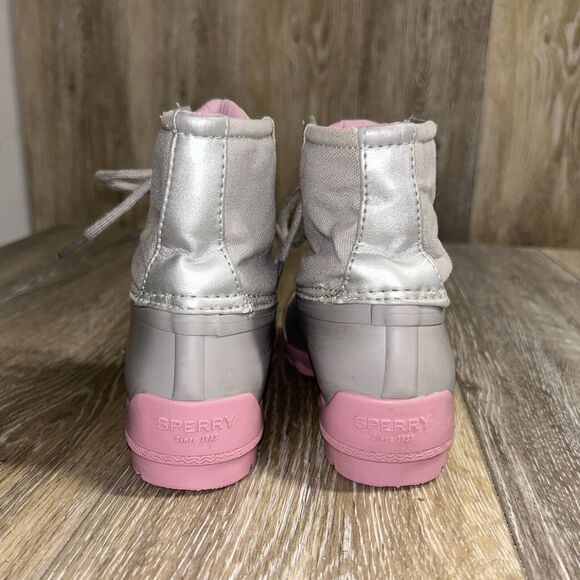 Sperry Port Girls Youth US Size 11M Gray Pink Outdoor Duck Rain Boots SCL162060 - Picture 7 of 11